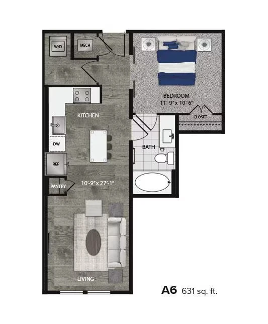 A6 Essential Housing 614 floor plan